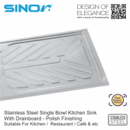 Sinor SN-1842-P Stainless Steel Kitchen Sink With Drain Board - Developer Series - Image 4