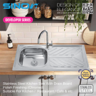 Sinor SN-1842-P Stainless Steel Kitchen Sink With Drain Board - Developer Series - Image 3