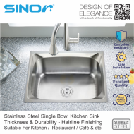 Sinor SN-6248 Stainless Steel Single Bowl Kitchen Sink - Image 3