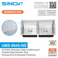 Sinor UMS-8645-NS SUS304 Stainless Steel Undermount Double Bowl Kitchen Sink
