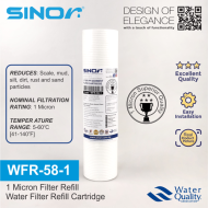 Sinor WFR-58-1 Water Filter Refill Cartridge 1 Micron Filter Replacement 10" Fibre Refill