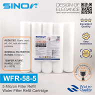 Sinor WFR-58-5 Water Filter Refill Cartridge 5 Micron Filter Refill-5pcs