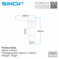 Sinor AV-011-GM Stainless Steel Angle Valve Bathroom Fittings Replacement Parts - Image 4