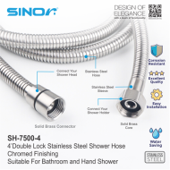 Sinor SH-7500-4 Stainless Steel Double Lock Shower Hose - Image 2