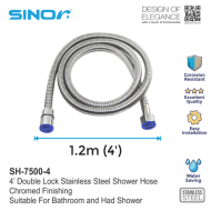 Sinor SH-7500-4 Stainless Steel Double Lock Shower Hose - Image 4
