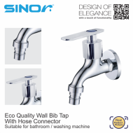 Sinor S-1107-N Wall Bib Tap With Hose Connector Bathroom Faucet Washing Machine Tap - Image 3