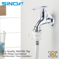 Sinor S-1107-N Wall Bib Tap With Hose Connector Bathroom Faucet Washing Machine Tap - Image 4