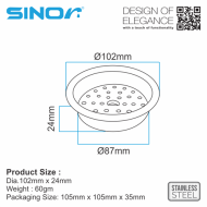 Sinor SD-01 Stainless Steel Floor Grating Basket - Image 5