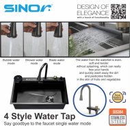 Sinor SUM-8050-GM Smart Undermount Kitchen Sink With Faucet Nano Coating Gun Metal Honeycomb Finishing - Image 3