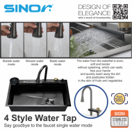 Sinor SUM-9050-GM Smart Undermount Kitchen Sink With Faucet Nano Coating Gun Metal Honeycomb Finishing - Image 3