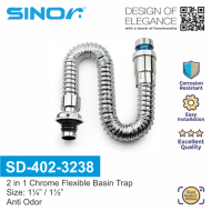 Sinor SD-402-3238 2 in 1 Chrome Flexible Basin Traps