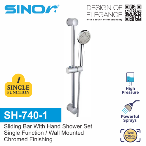 Sinor SH-740-1 Sling Bar With Hand Shower Set Single Function Hand Shower