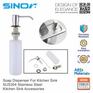 Sinor SN-100 Soap Dispenser For Kitchen Sink SUS304 Stainless Steel Head + 300ml ABS Bottle - Image 3