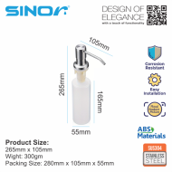 Sinor SN-100 Soap Dispenser For Kitchen Sink SUS304 Stainless Steel Head + 300ml ABS Bottle - Image 5