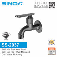 SINOR SS-2037 SUS304 Stainless Steel Wall Bib Tap Wall-Mounted Bathroom Faucet Water Saving Basin Bib Tap