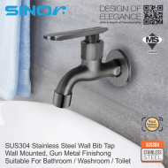 SINOR SS-2037 SUS304 Stainless Steel Wall Bib Tap Wall-Mounted Bathroom Faucet Water Saving Basin Bib Tap - Image 4