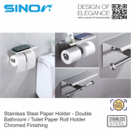 SINOR BF-12-D Stainless Steel Paper Holder Double, Toilet Paper Holder Wall Mounted Double - Image 4