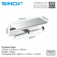 SINOR BF-12-D Stainless Steel Paper Holder Double, Toilet Paper Holder Wall Mounted Double - Image 5