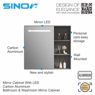 Sinor SMC-7570-LED Mirror Cabinet With LED Light Bathroom Mirror Cabinet Wall Mounted - Image 2