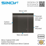 Sinor SMC-7571-LED Mirror Cabinet With LED Light Bathroom Mirror Cabinet Wall Mounted - Image 2