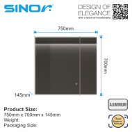 Sinor SMC-7571-LED Mirror Cabinet With LED Light Bathroom Mirror Cabinet Wall Mounted - Image 4