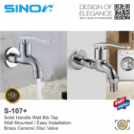 Sinor S-107+ Solid Handle Bathroom Wall Bib Tap With Hose Connector + Water Saving Aerator - Image 4