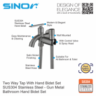 Sinor SH-7327-GM Two Way Tap With Hand Bidet Set SUS304 Stainless Steel Bathroom Hand Bidet Set - Image 2