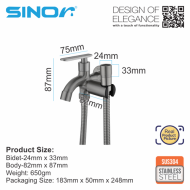 Sinor SH-7327-GM Two Way Tap With Hand Bidet Set SUS304 Stainless Steel Bathroom Hand Bidet Set - Image 4