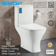 Sinor SWC-2104 Close Couple Rimless Flushing Water Closet Bathroom WC - Image 4