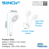 Sinor SH-7105-1 Single Function Hand Shower Set Bathroom Hand Shower - Image 5
