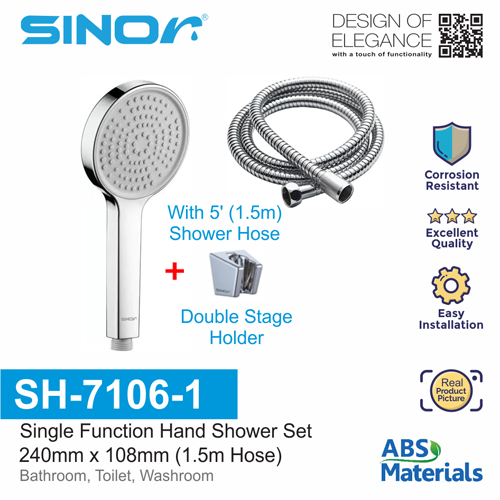 Sinor SH-7106-1 Single Function Hand Shower Set Bathroom Hand Shower