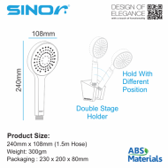 Sinor SH-7106-1 Single Function Hand Shower Set Bathroom Hand Shower - Image 5