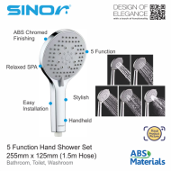 Sinor SH-7125-5 5 Function ABS Hand Shower With Holder Bathroom Hand Shower Set - Image 2