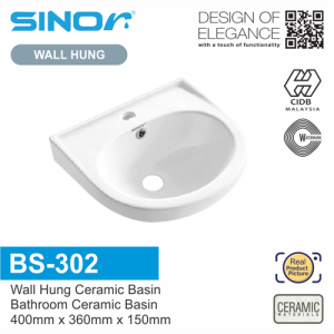 Sinor BS-302 Wall Hung Ceramic Basin Bathroom Ceramic Basin