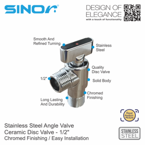 Sinor AV-014-C Stainless Steel Angle Valve Bathroom Fittings Replacement Parts - Image 2