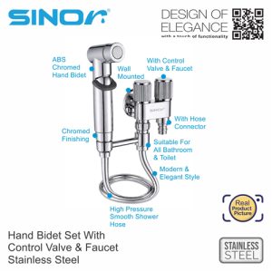 Sinor SH-7325 Series Hand Bidet Set With Control Valve And Faucet Bathroom Bidet Set - Image 2