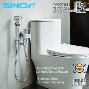 Sinor SH-7325 Series Hand Bidet Set With Control Valve And Faucet Bathroom Bidet Set - Image 3